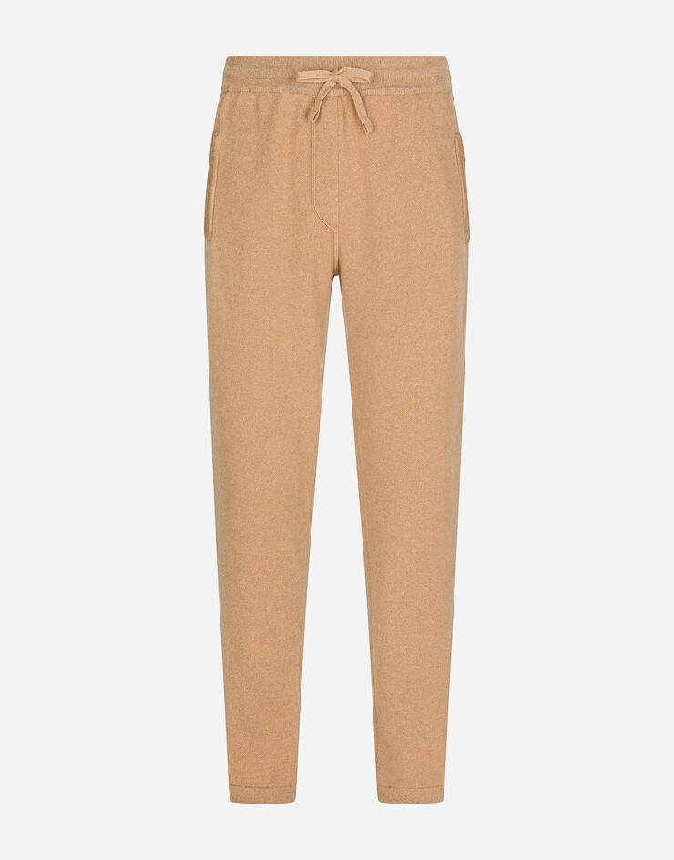 Dolce & Gabbana Cashmere jogging pants with DG logo Beige GXK89TJAWK8