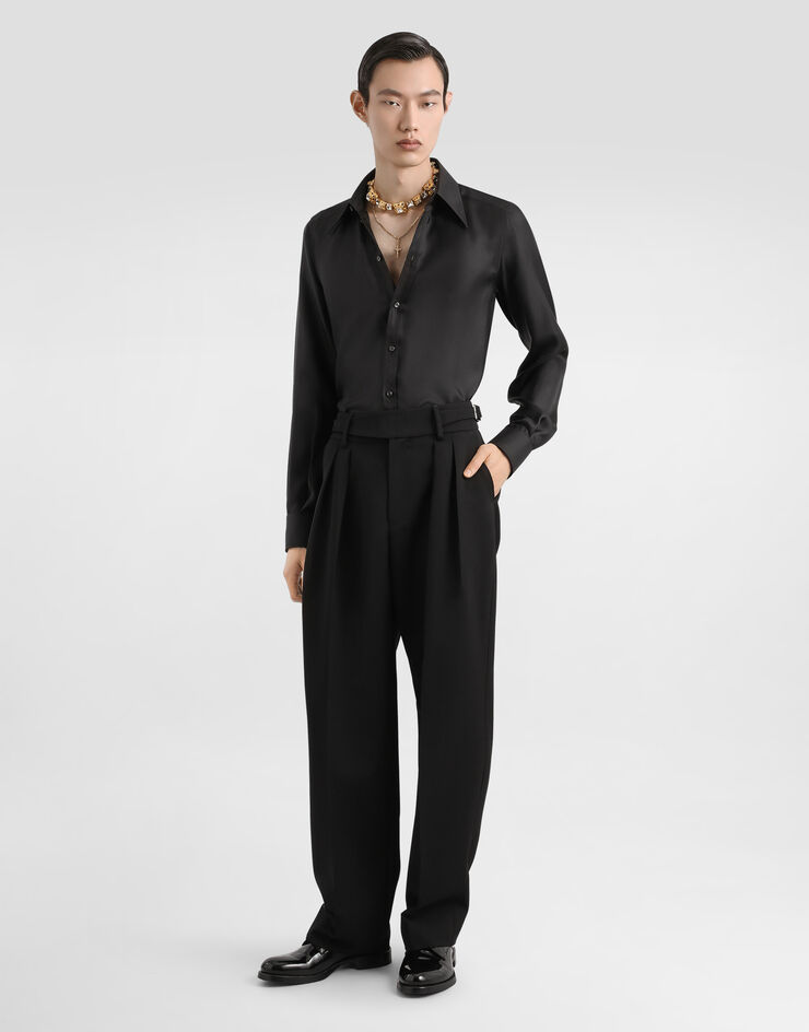Dolce & Gabbana Pantalón de gabardina de lana Black GP16QTFU21E