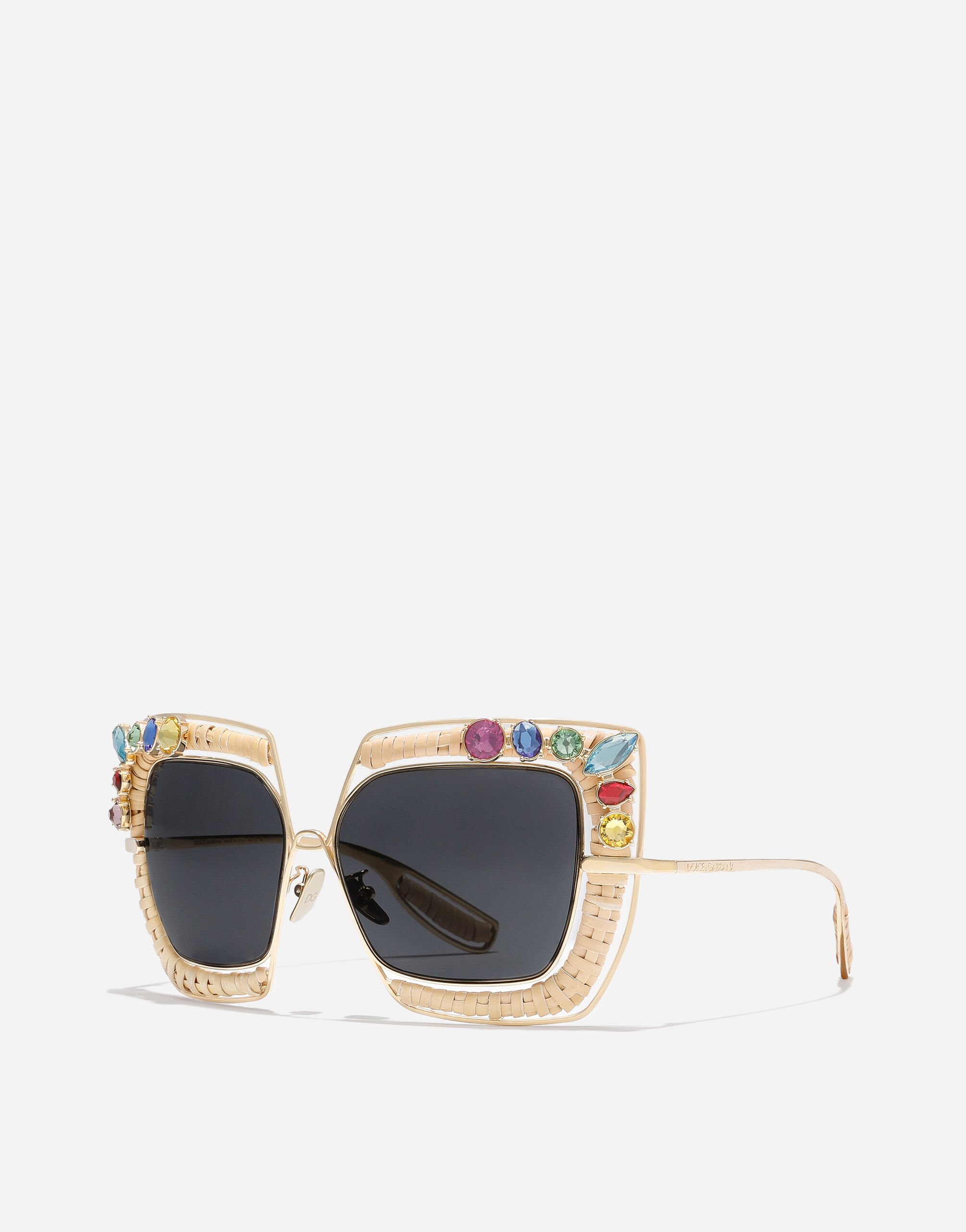 Sunglasses Rafia Fiori in Gold for Women | Dolce&Gabbana® US