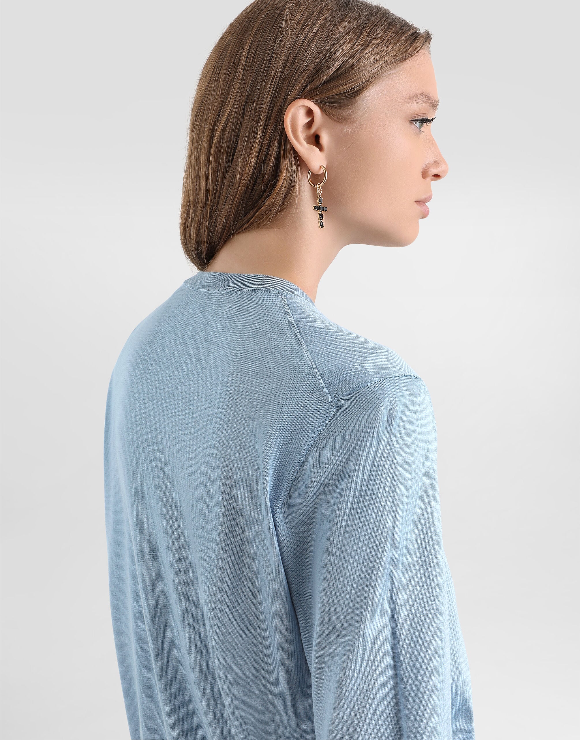 Silk cardigan with buttons in Azure for Women | Dolce&Gabbana® US