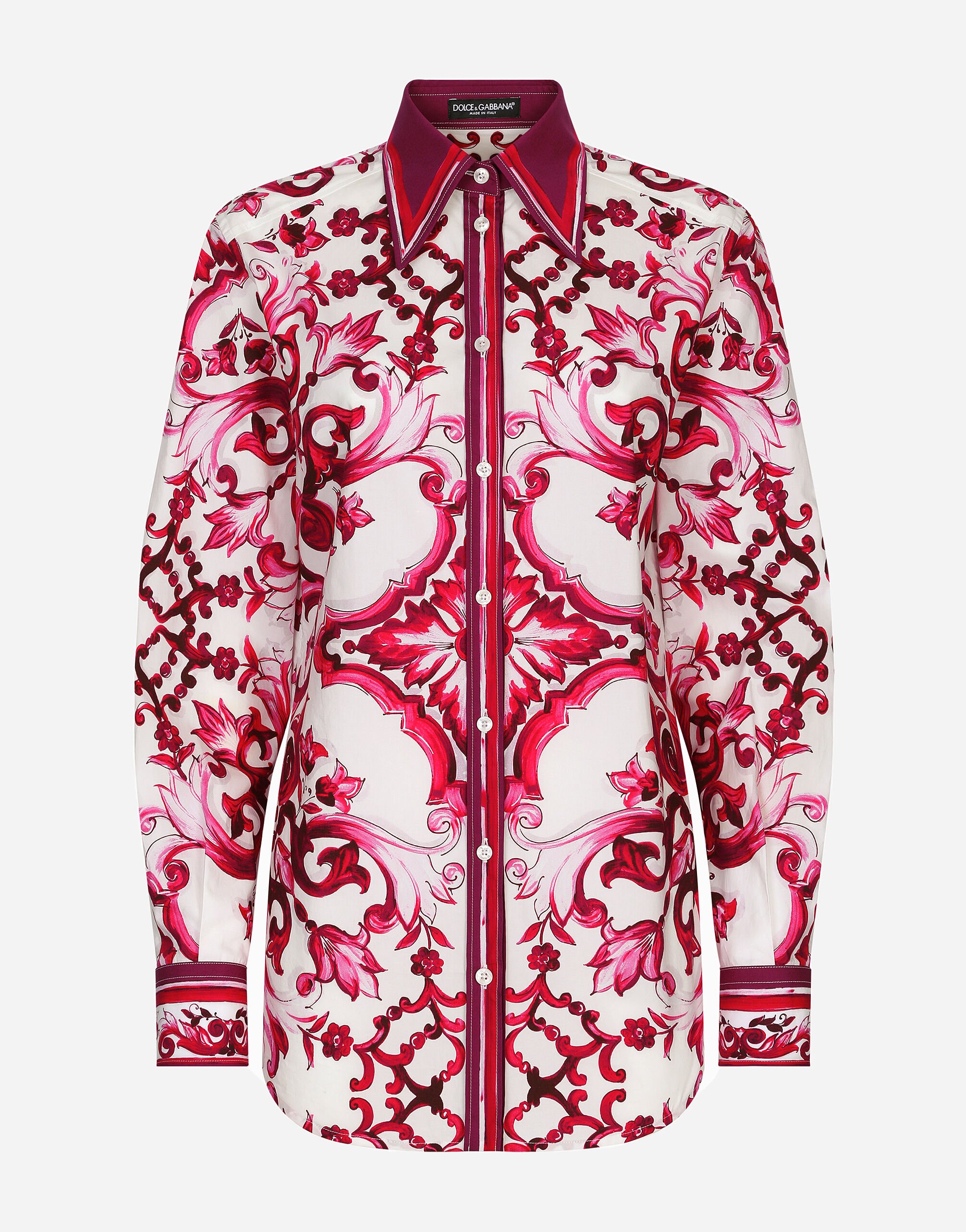 Camisa de popelina con estampado Maiolica en Multicolor de Mujer