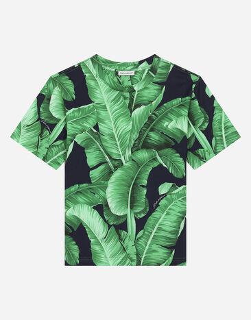 Dolce & Gabbana Jersey T-shirt with banana tree print Beige L4JWKLG7NXC
