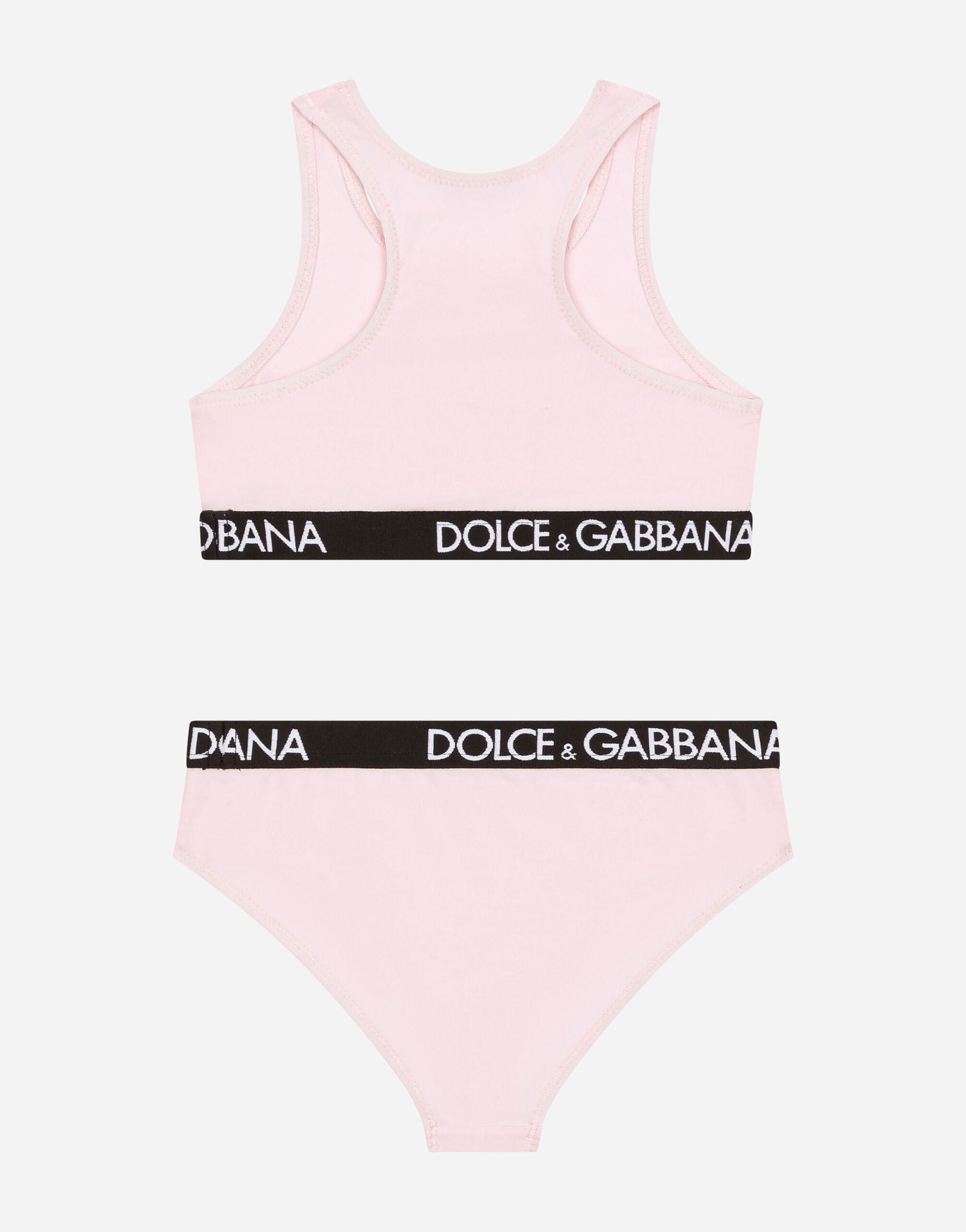 Jersey underwear set with branded elastic in Pink for Girls