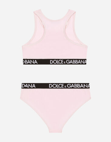 Dolce&Gabbana Conjunto íntimo de punto con logotipo en el elástico Rosa L5J713FUGNE