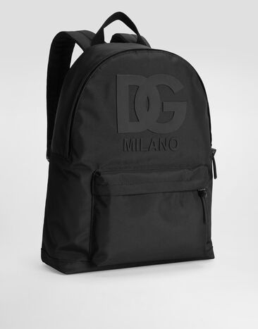 Dolce & Gabbana Nylon backpack with DG rubber patch Black EM0074AM224