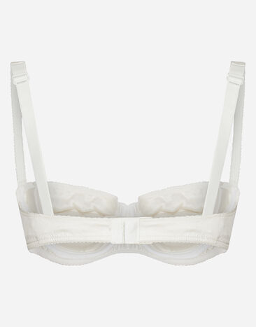 Dolce & Gabbana Semi-padded satin balconette bra with lace White O1A14TONO13