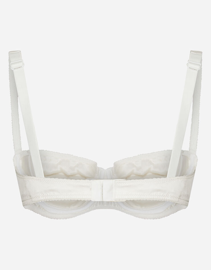 Dolce & Gabbana Semi-padded satin balconette bra with lace White O1A14TONO13