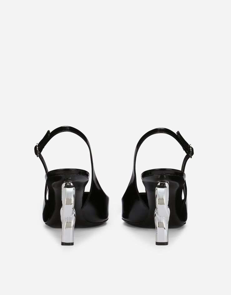 Dolce & Gabbana Polished calfskin slingbacks with 3.5 heel Black CG0599A1037