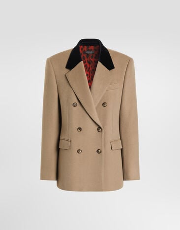 Dolce & Gabbana Double-breasted cashmere jacket Beige F2JAETFU2D1