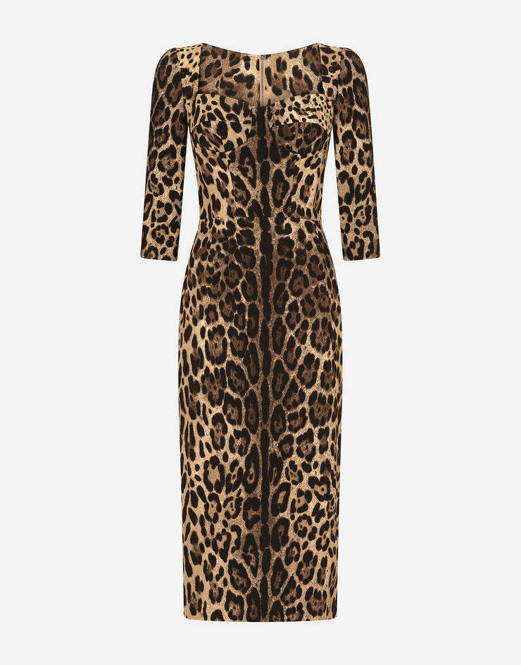 Dolce & Gabbana Платье миди из кади с леопардовым принтом разноцветный F6C1ETFSRKI