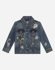 Dolce & Gabbana Stretch denim jacket with rhinestones and embroidery Imprima L5JC13ISMGV