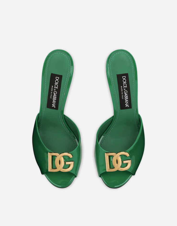 Dolce & Gabbana Patent leather mules with DG logo Green CR1484A1471