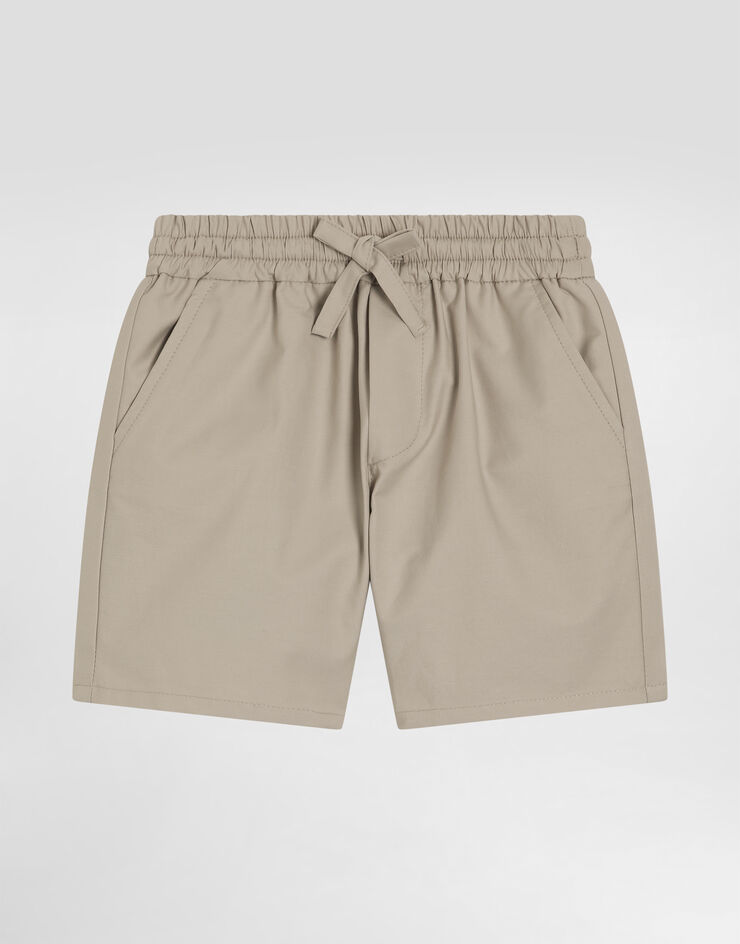 Dolce & Gabbana Gabardine shorts with DG logo Beige L13Q77HUMRB