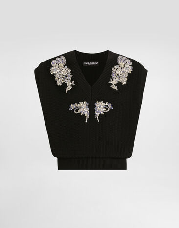 Dolce & Gabbana Cable-knit wool vest Black GXT40ZJDVC7