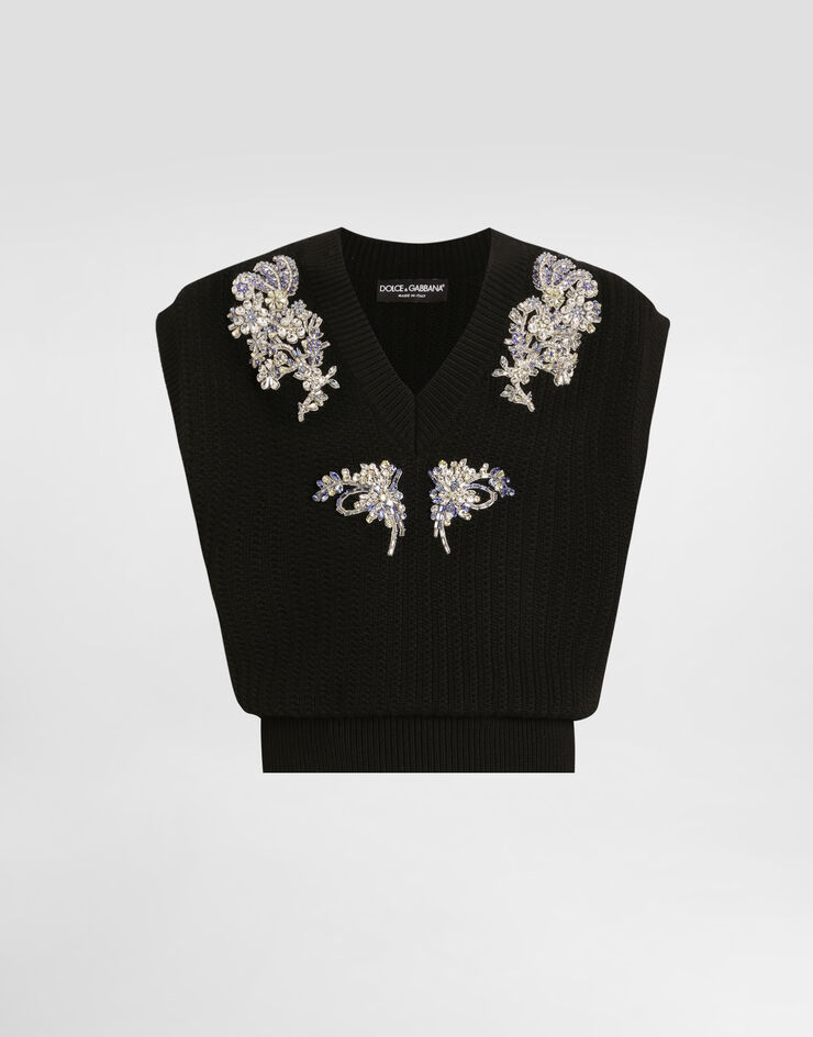 Dolce & Gabbana Cable-knit wool vest Black GXT40ZJDVC7