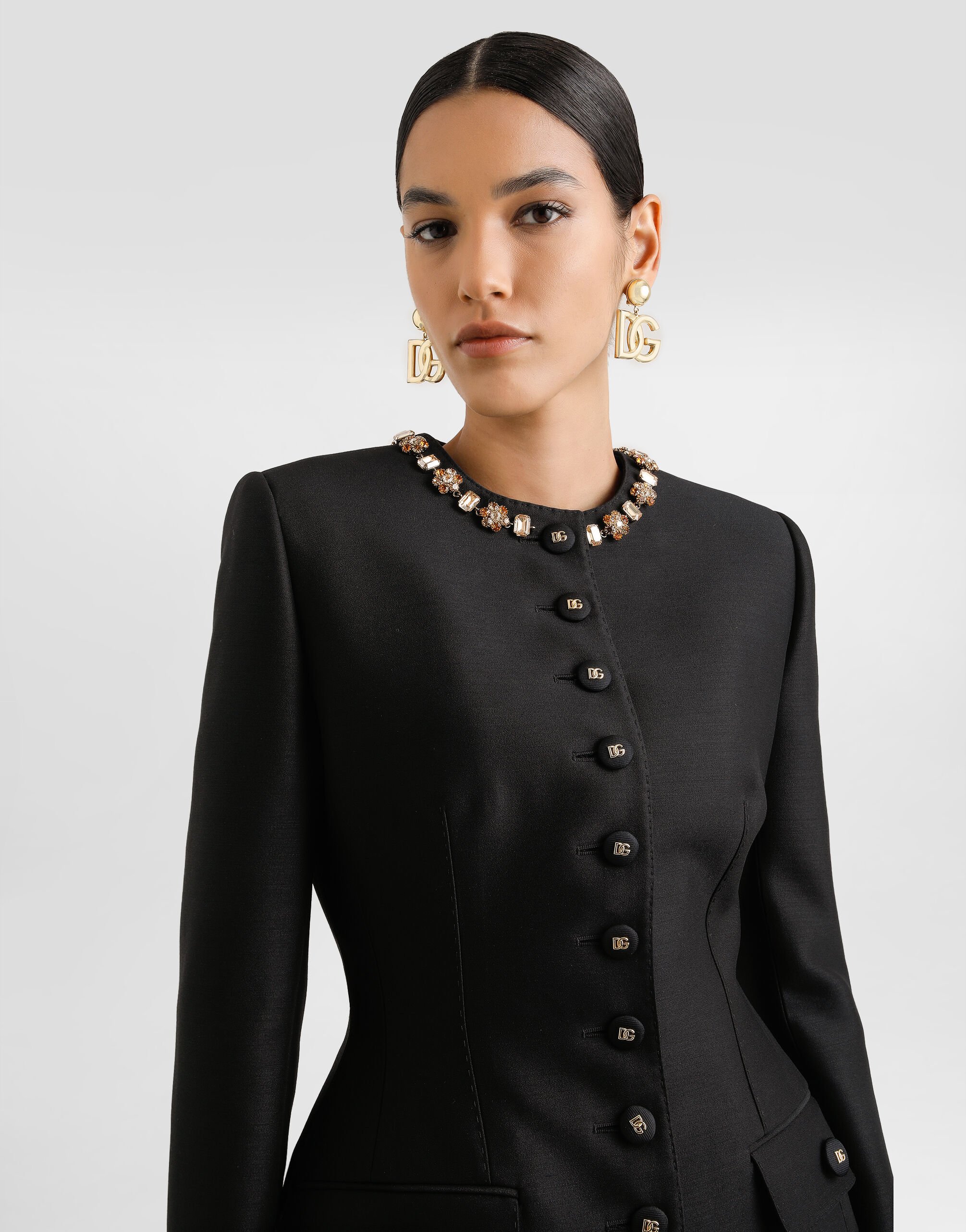 Single-breasted jacket in faille in Black for Women