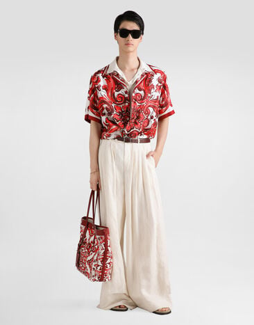Dolce & Gabbana قميص Hawaii من تويل حرير بطبعة مايوليكا Multicolor G5JH9THI133