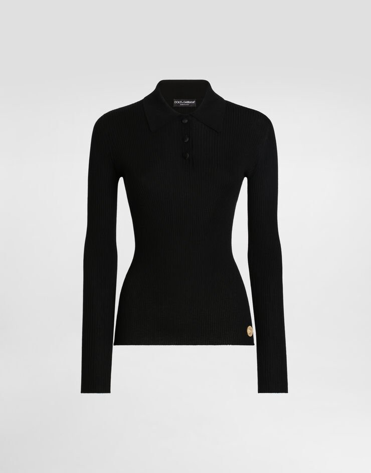 Dolce & Gabbana Cashmere polo sweater Black FXZ27TJBW0G