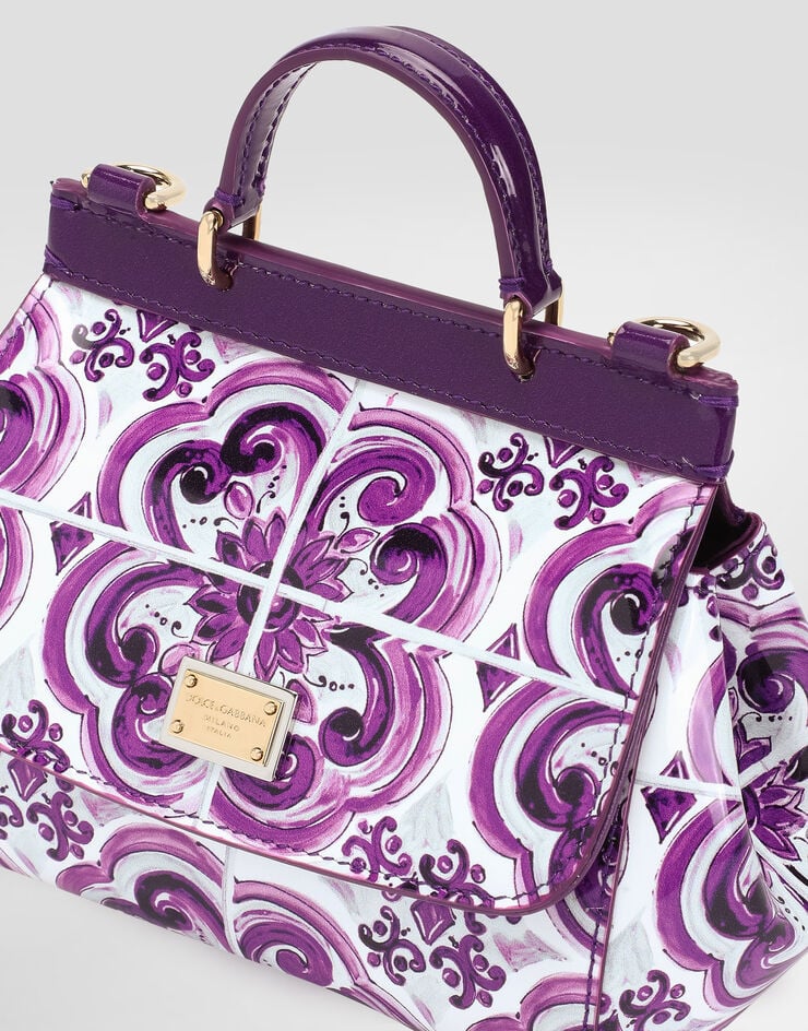 Dolce & Gabbana Majolica-print Sicily handbag in polished calfskin Multicolor EB0003AQ975