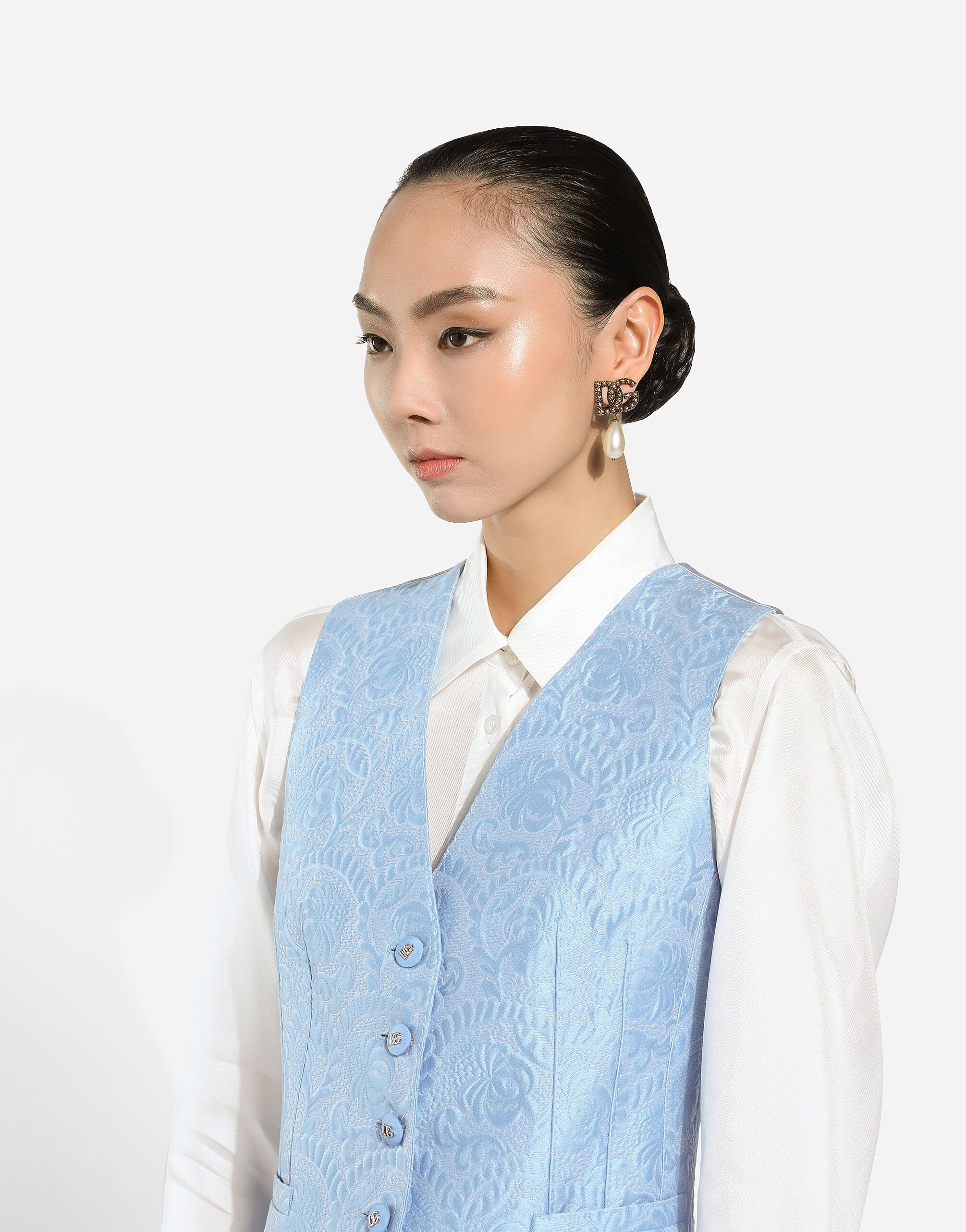 ゴールドのウィメンズ ティアドロップ パール&DGロゴ ドロップ