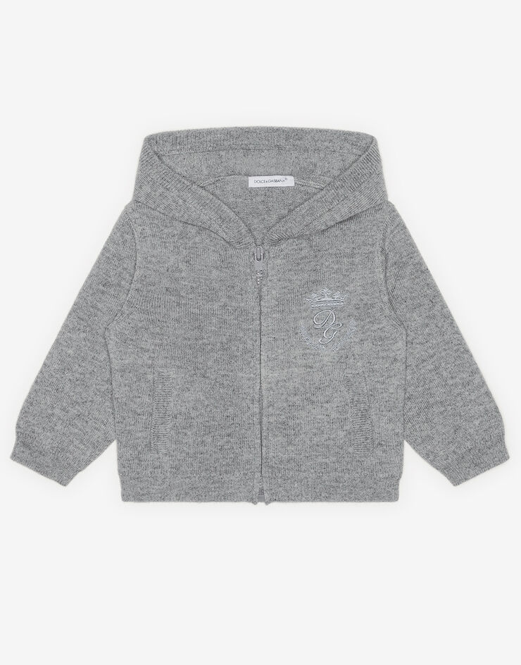 Dolce & Gabbana Hooded cashmere sweater with heritage embroidery GREY L1KW21JAW00