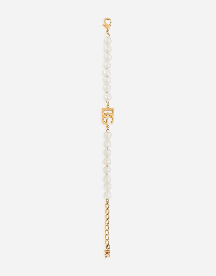 Dolce & Gabbana Pulsera de cadena con perlas y logotipo DG Dorado WBQ6M1W1111