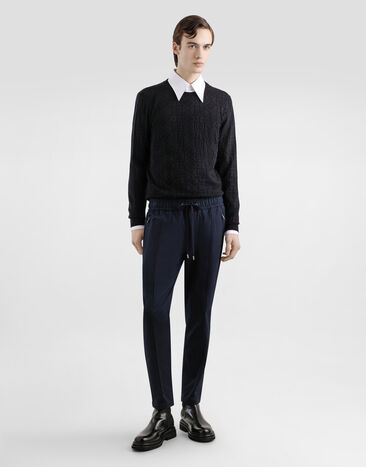 Dolce & Gabbana Stretch cotton gabardine jogging trousers Blue GYACEZFUFNV