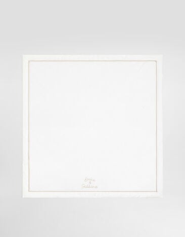 Dolce & Gabbana Interlock and linen blanket with embroidery White LNJAH3G7PUP