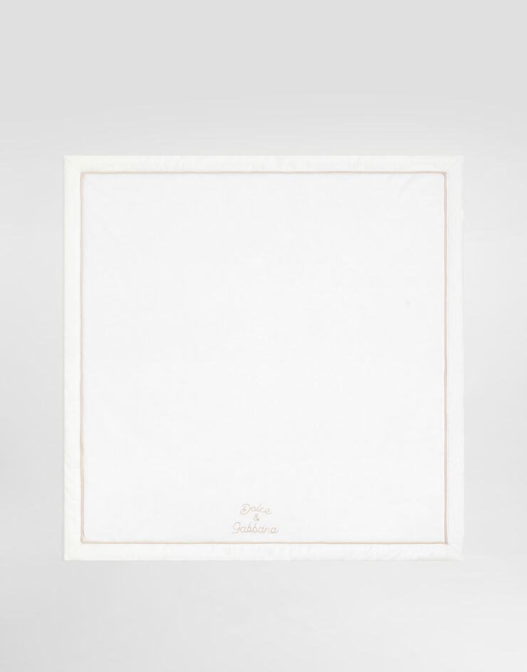 Dolce & Gabbana Interlock and linen blanket with embroidery White LNJAH3G7PUP