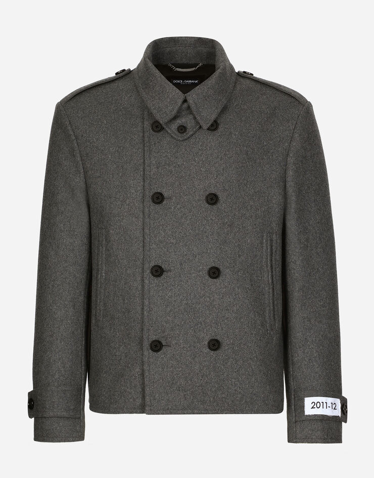 Dolce & Gabbana Chaquetón de botonadura doble en mezcla de cachemira Gris G046WTHUMUB