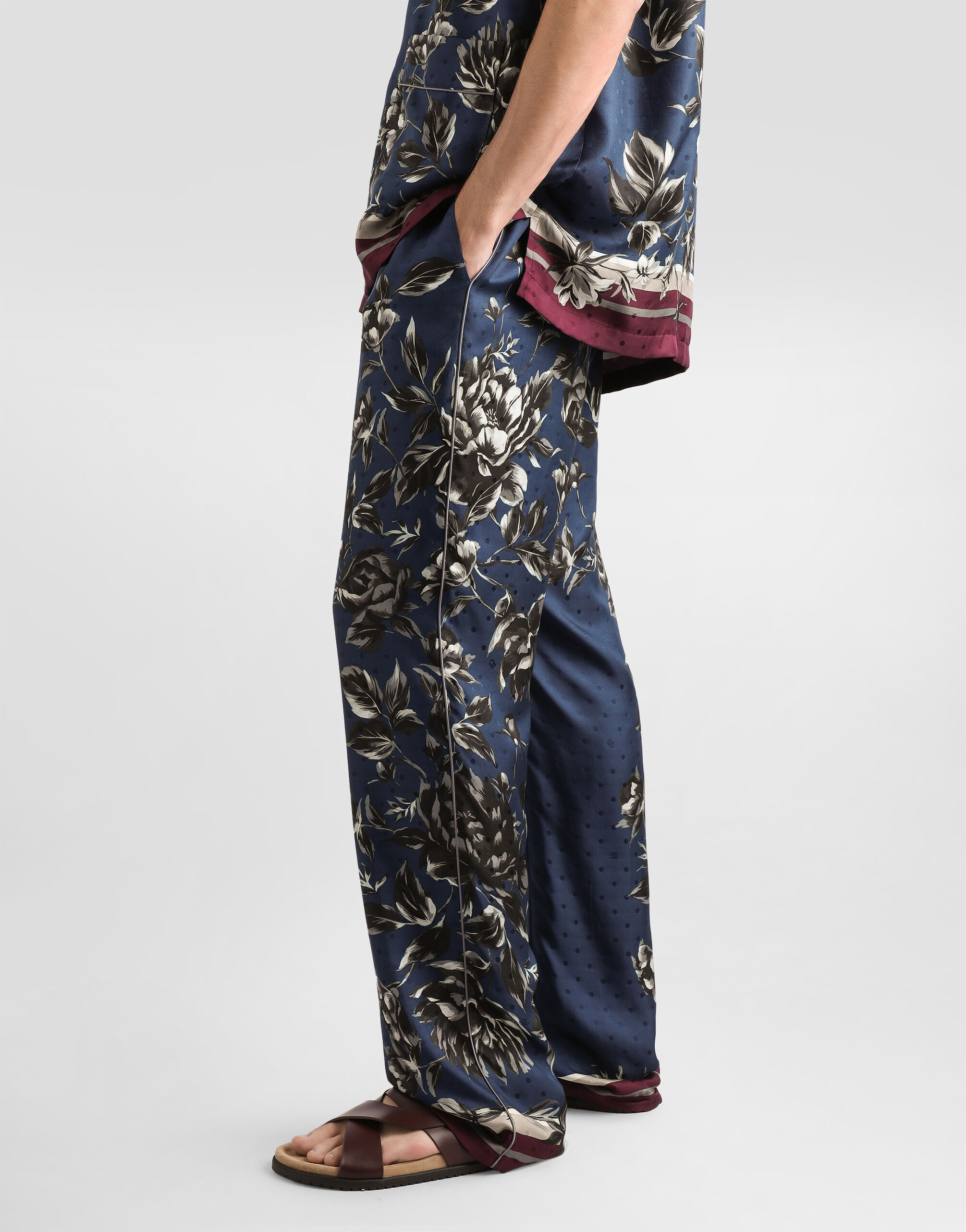 Peony-print vanity twill trousers - thumbnail 4