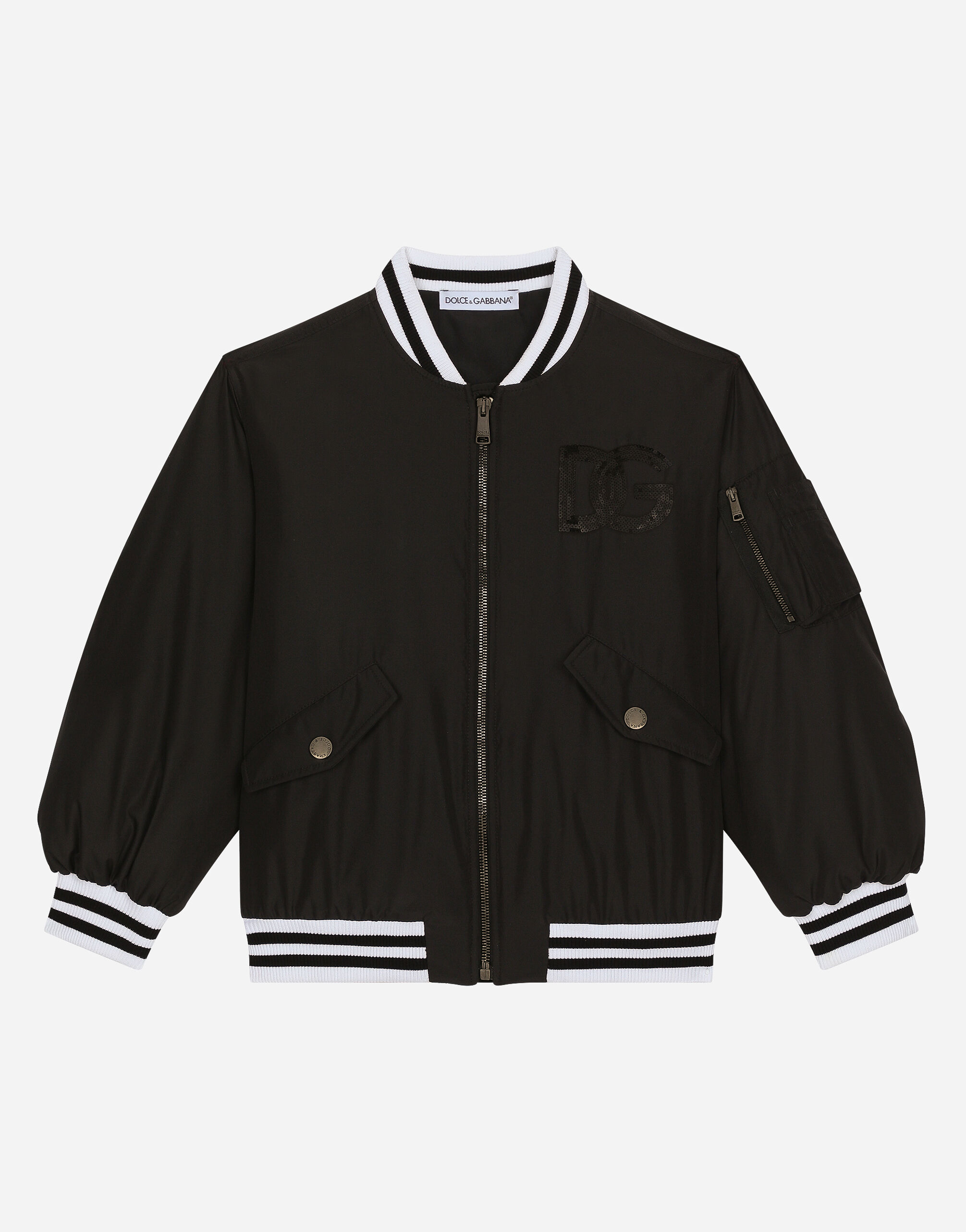 Dolce & Gabbana Nylon bomber jacket with DG logo Imprima L5JC13ISMGV