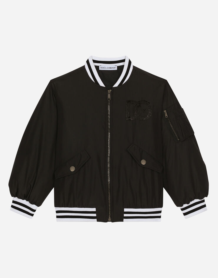 Dolce & Gabbana Bomber in nylon con logo DG Nero L5JBP8G7L6X