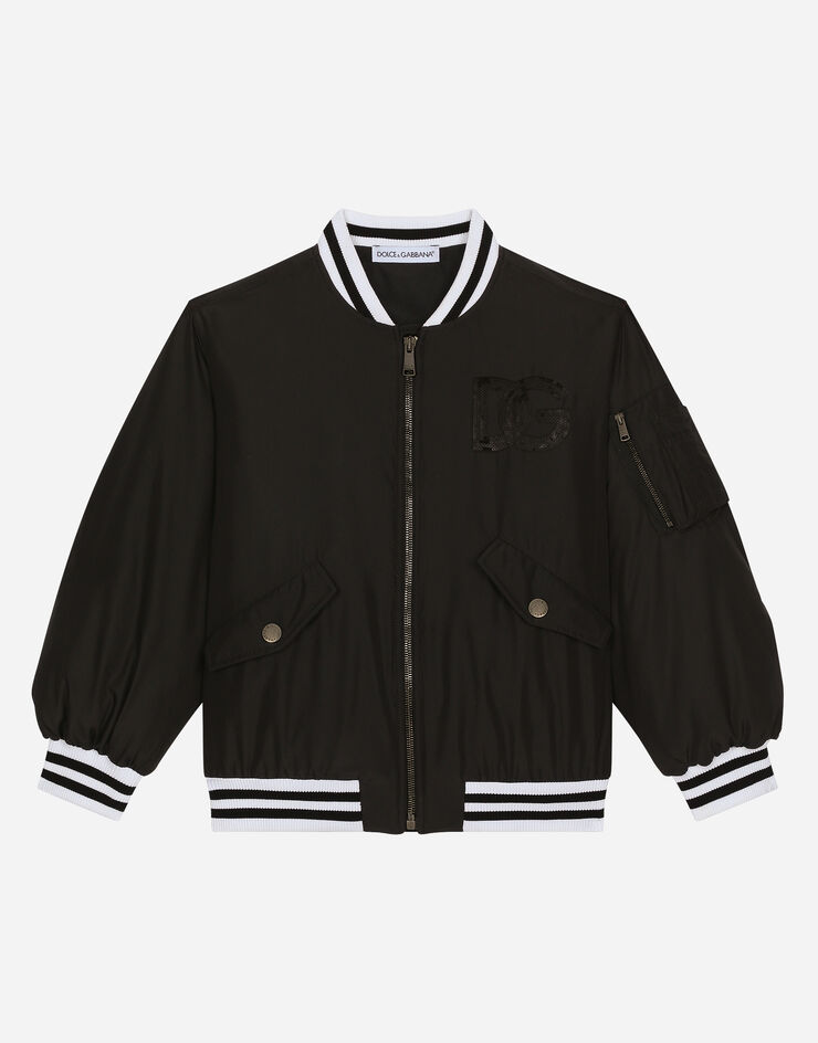 Dolce & Gabbana Nylon bomber jacket with DG logo Black L5JBP8G7L6X