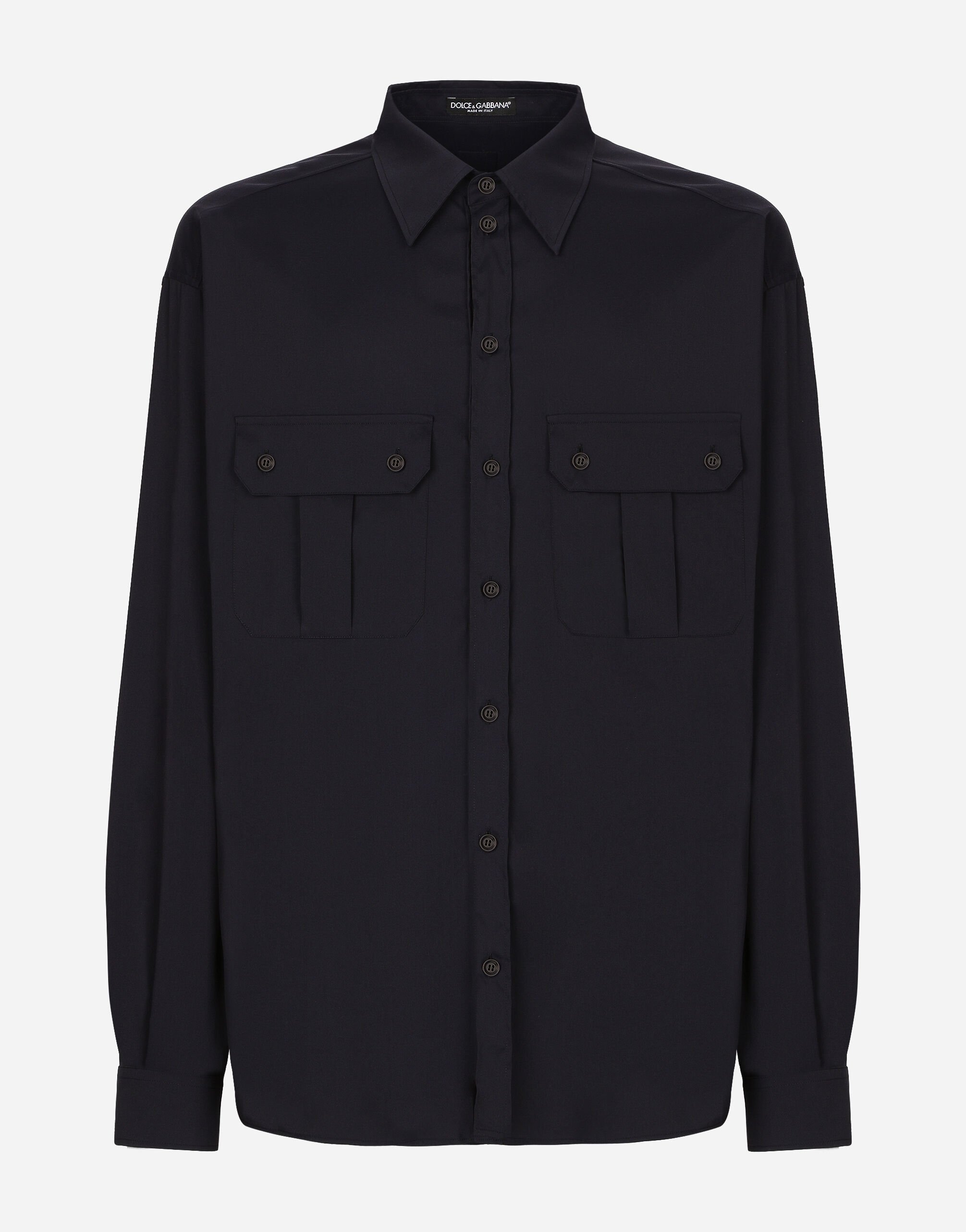 Dolce & Gabbana Technical fabric shirt with pockets Blue FTBXHDG902P