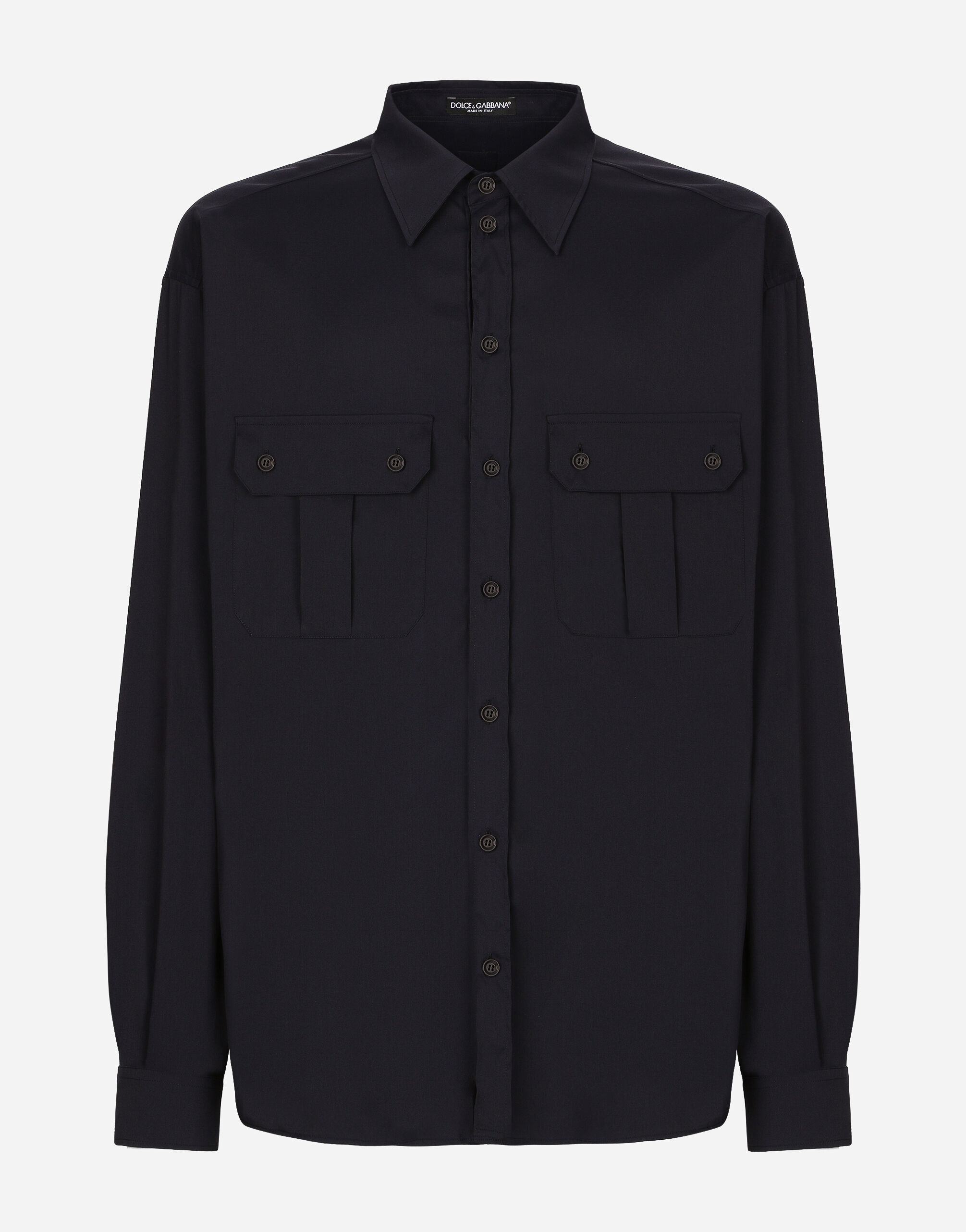 Dolce & Gabbana Technical fabric shirt with pockets Blue G5LI2TFURHJ