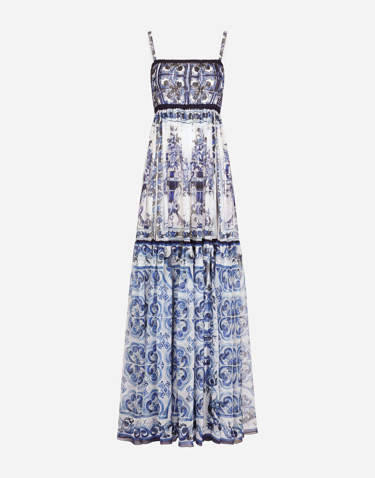Dolce & Gabbana Majolica-print chiffon dress Multicolor F6K6ATHI1BW