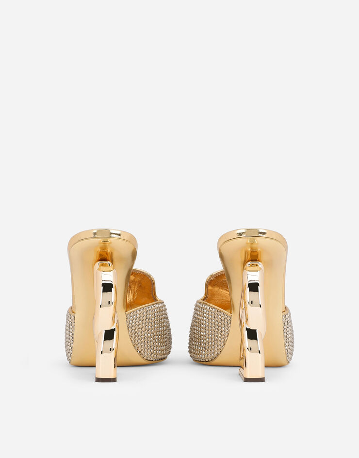 Dolce & Gabbana Mules con termostrass y tacón DG pop Dorado CR1392B9O82