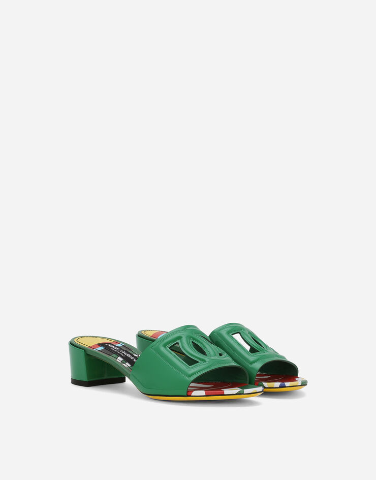 Dolce&Gabbana Patent leather DG mules with cut-out Green CR1139AN853
