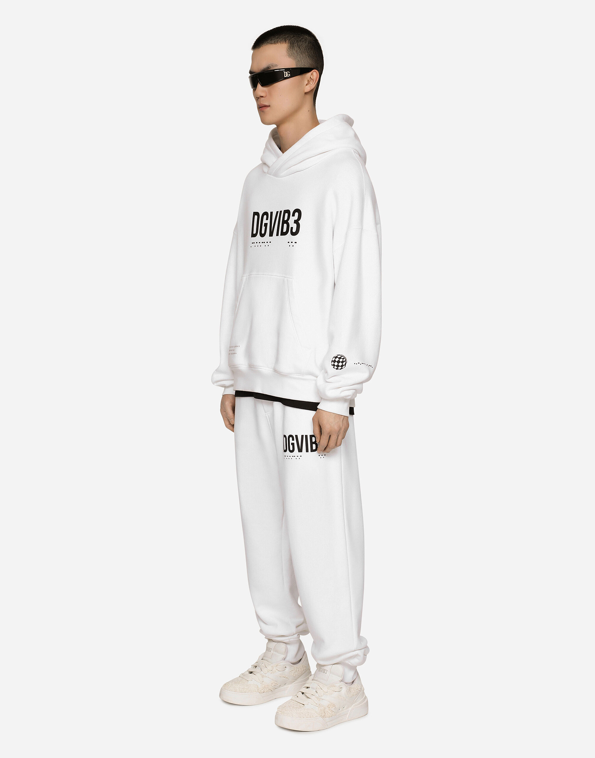 Dolce & Gabbana Jersey jogging pants with DGVIB3 print and logo White GVUZATG7K4T