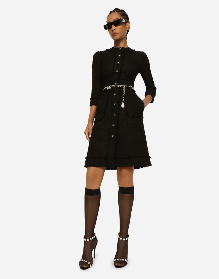 Dolce & Gabbana Raschel tweed midi dress Black F6ARXTFMMHN