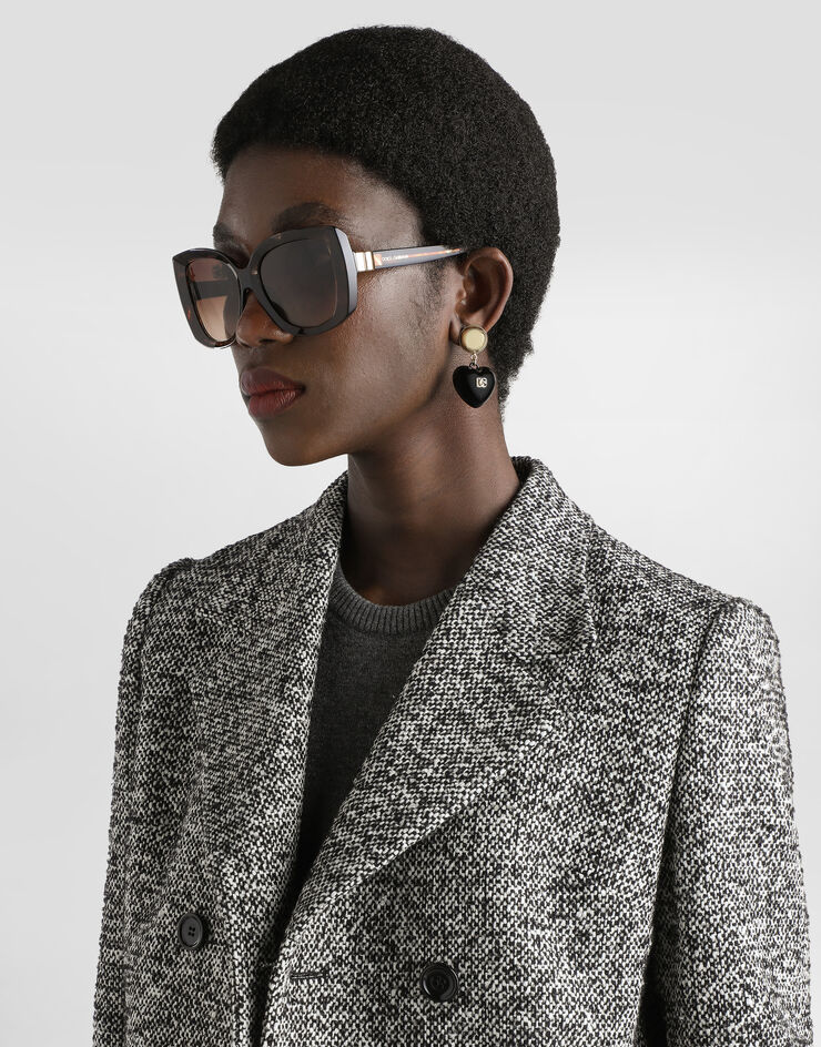 Dolce & Gabbana Short double-breasted coat in dotted wool blend Multicolor F0W3OTFMZAK