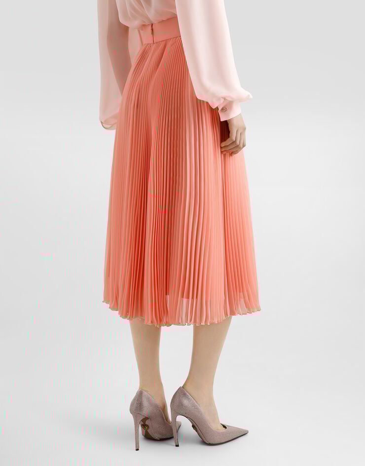 Dolce & Gabbana Gonna lunga in chiffon plissé Rosa F4C7PTFUSNW