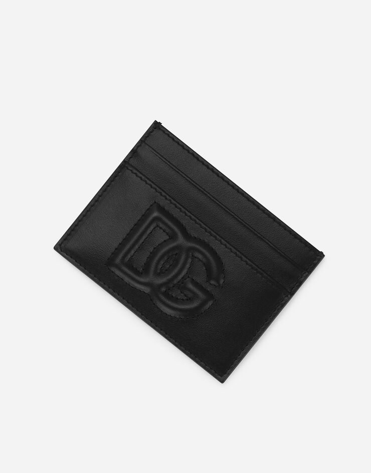 Dolce & Gabbana Kartenetui DG-Logo aus Kalbsleder Schwarz BI0330AG081