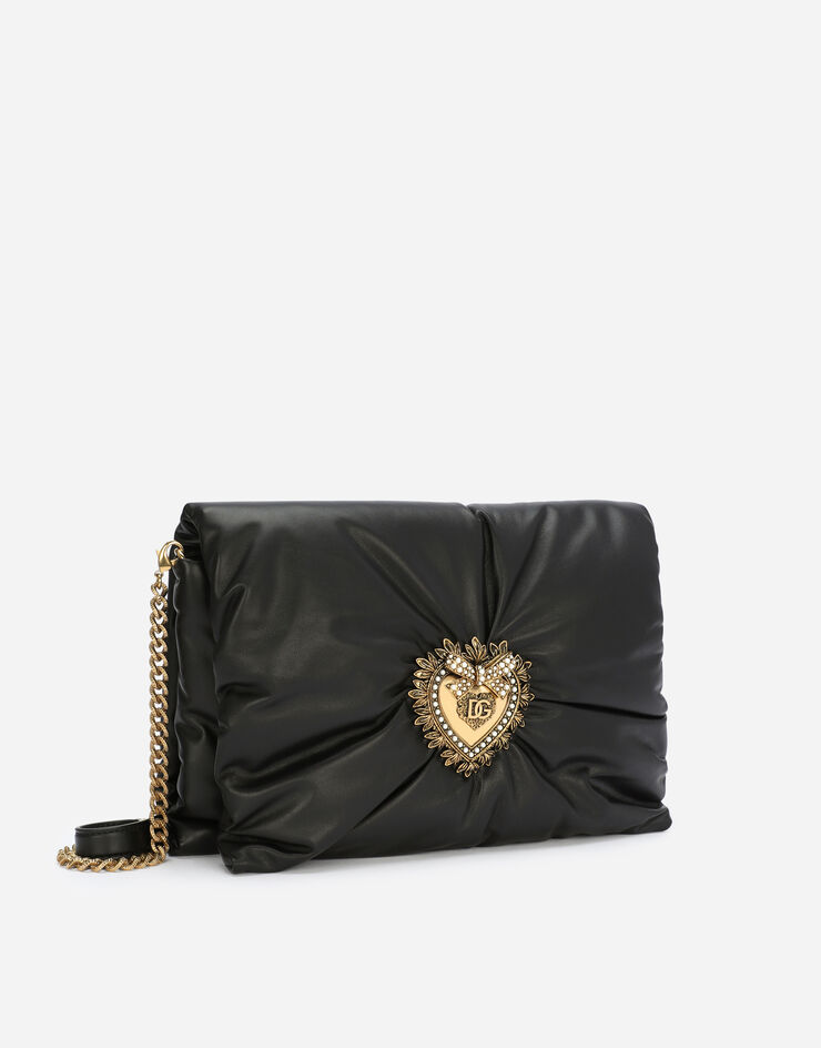 Dolce&Gabbana حقيبة ديفوشن لينة متوسطة من جلد عجل أسود BB7349AK274