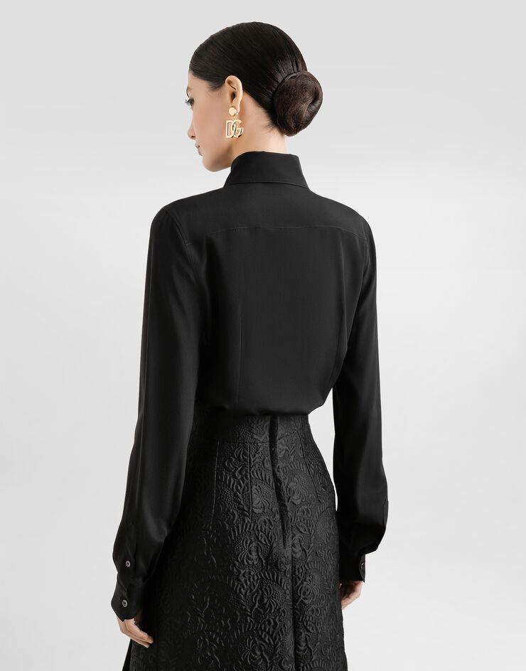 Dolce & Gabbana Stretch silk shirt Black F5R64TFUAGM