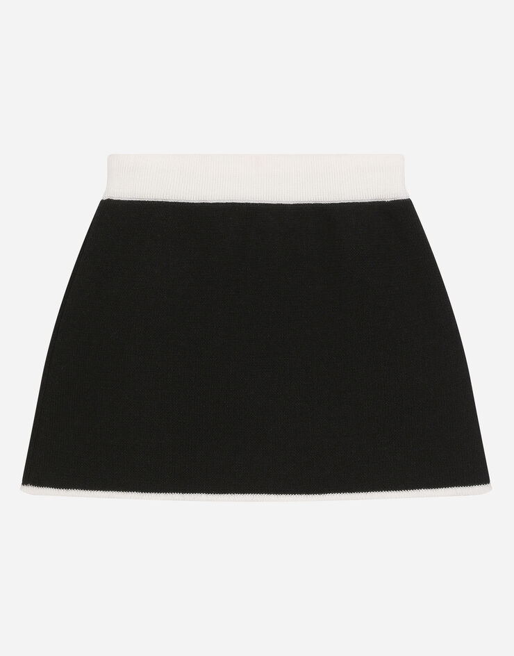 Dolce & Gabbana Short knit skirt with DG logo Negro L5KI05JCVT2