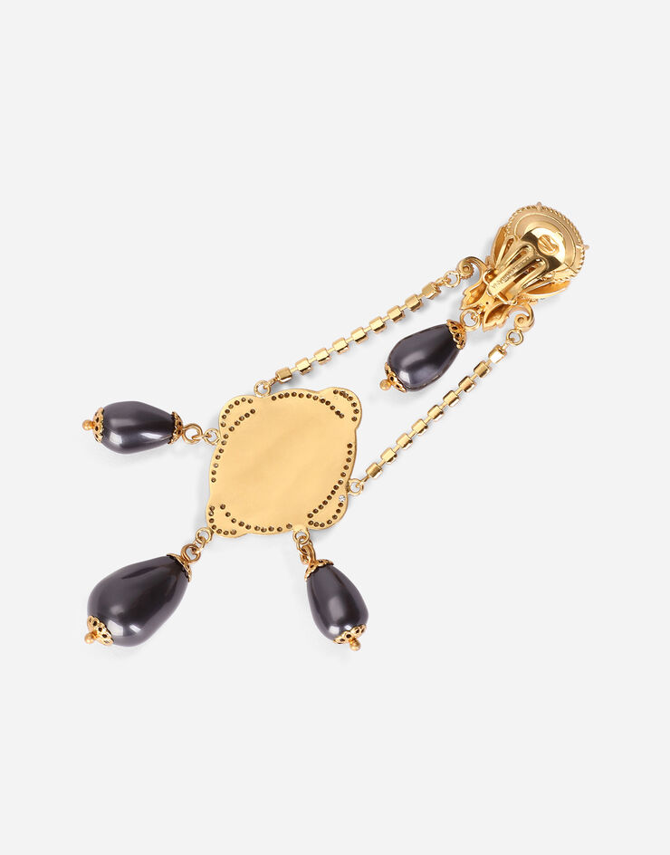 Dolce & Gabbana Drop earrings with decorative details BLACK/GOLD WEM4M1W1111