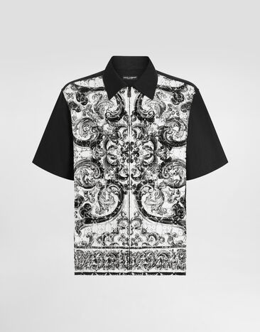 Dolce & Gabbana قميص هاواي من دانتيل كروشيه بطبعة مايوليكا متعدد الألوان G5NH6TFIM6L
