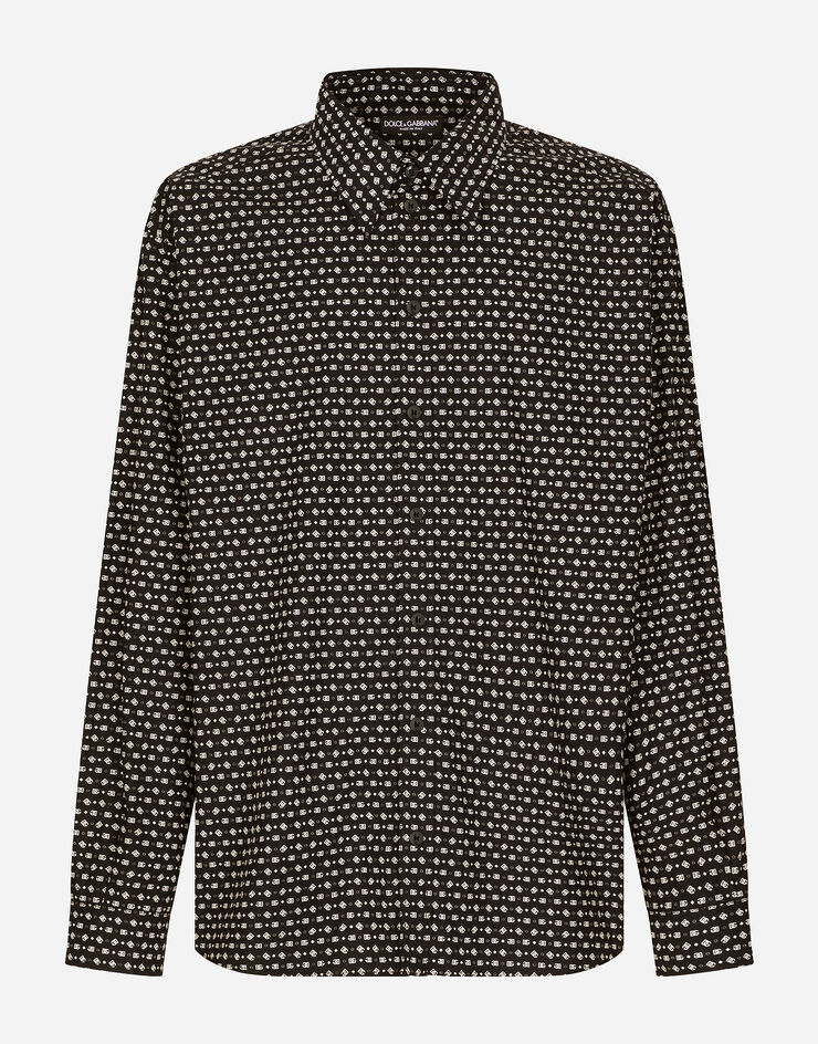Dolce&Gabbana Oversize poplin shirt with DG logo print Black G5IT7THS5QC